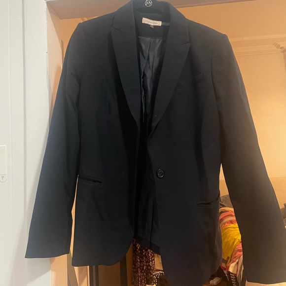 Navy Calvin Klein 8P Petite Blazer - Picture 3 of 11